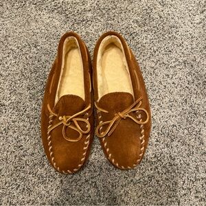 Minnetonka Brown Suede Moccasins with Bow